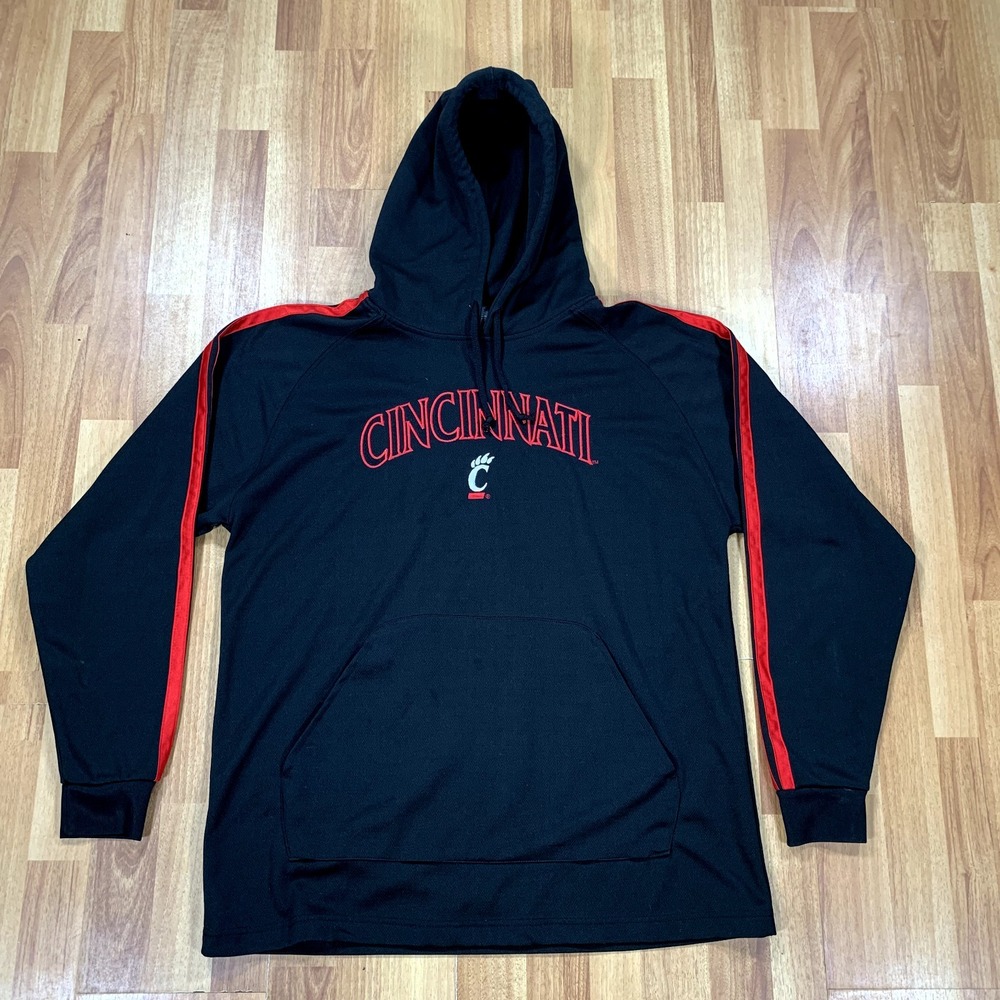 University of Cincinnati Sweater Mens Large L Black Red Bearcats Hoodie Pro Edge